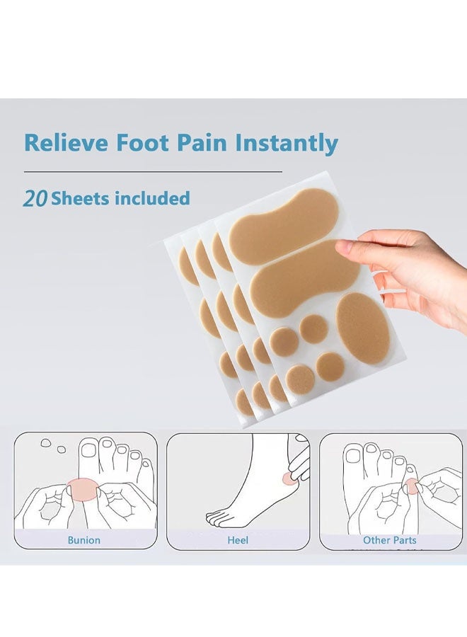 10 ضمادات إسفنجية للبثور - ضمادات لاصقة مقاومة للماء للبثور، أشرطة لاصقة لأصابع القدم/الكعب/القدم/أصابع القدم - وسادة للكعب للوقاية/التعافي، تثبت الضمادات وتحمي من احتكاك الجلد - Image 2